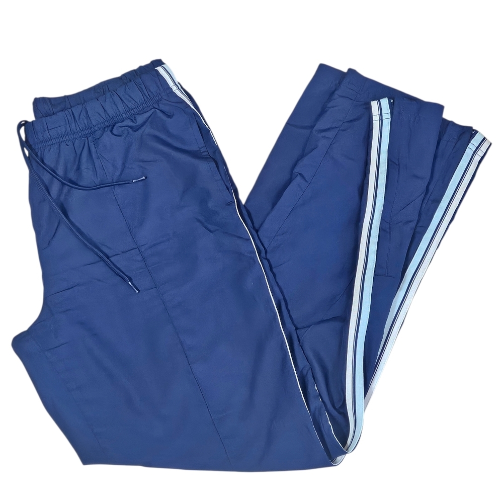 Navy Jogger Lined Track Pants with Light Blue Side Stripes